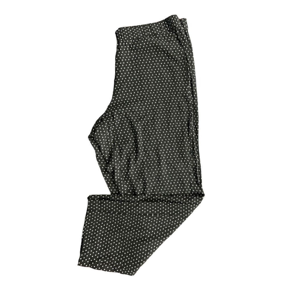 J Jill Pants Size Large Black White Geometric Ankle Length Crop Elastic Waist
